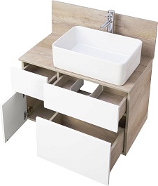 Акватон Тумба под раковину Мишель 80 дуб эндгрейн/белый – фотография-5